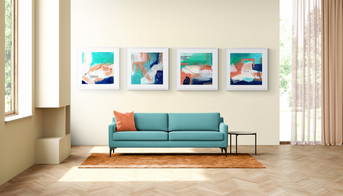 "Abstract in Turquoise III" By Helen Al-Ammari