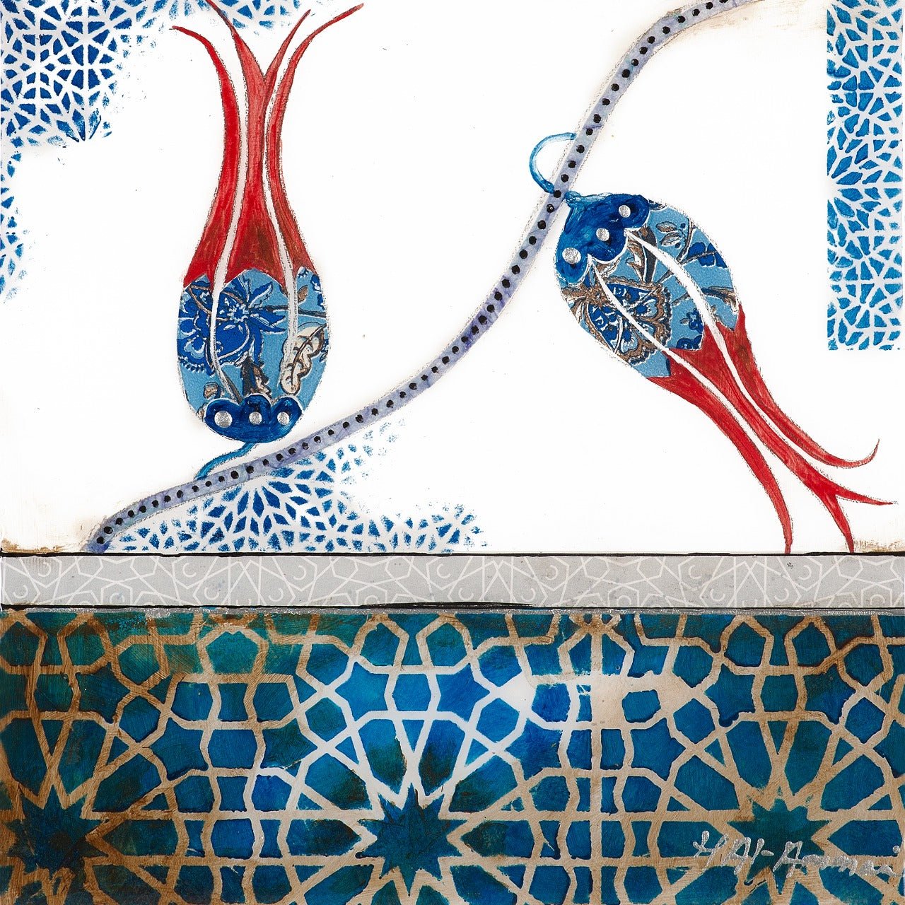 Blue Floral Collection (Matted Print )