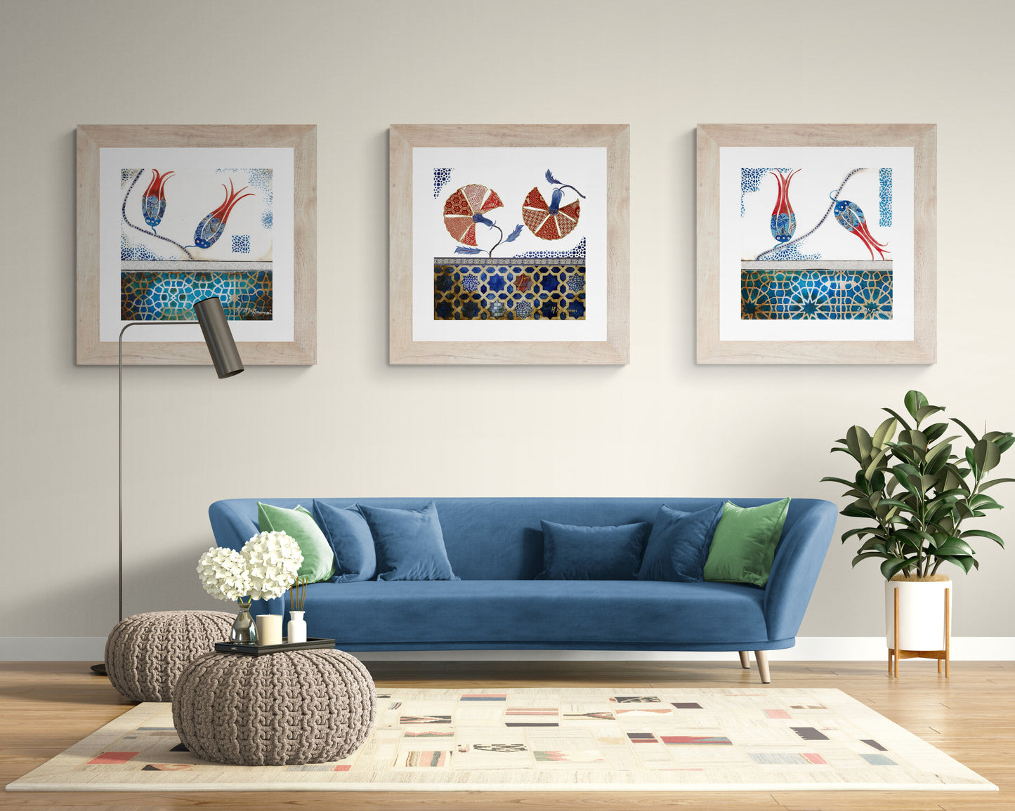 Blue Floral Collection (Matted Print )