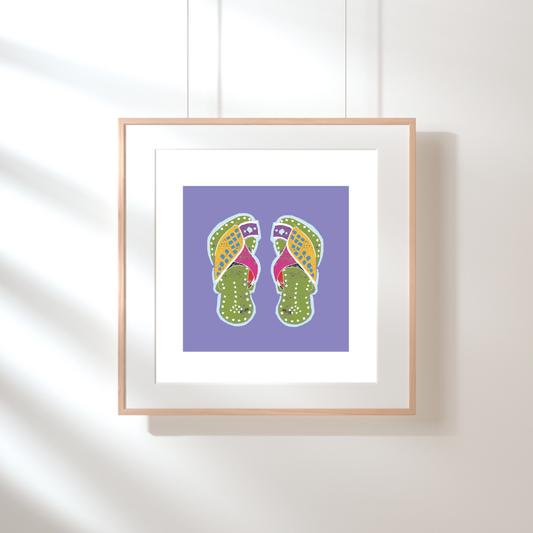 Framed Single Sandals on purple Print