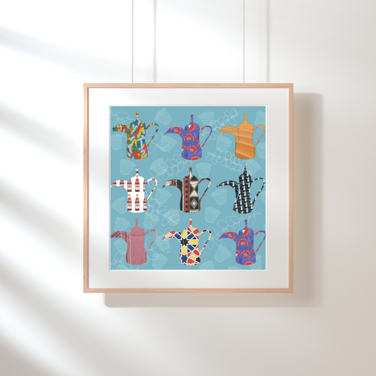 Framed Coffee Pot Fun3 by 3 Print