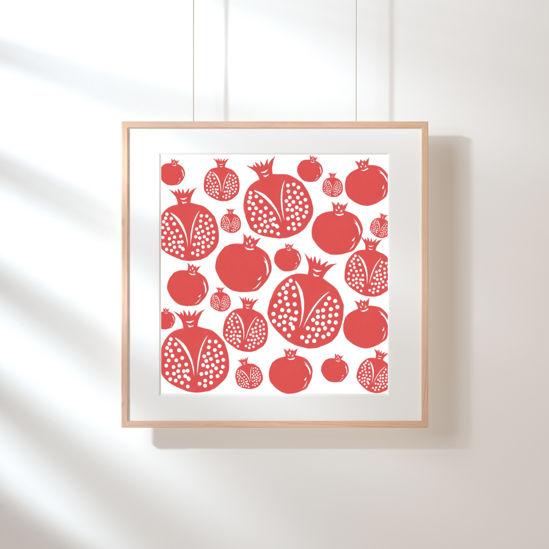Framed Pomegranite on white Print