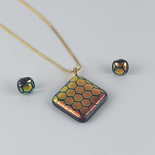 Fused Glass Necklace & Earrings Set