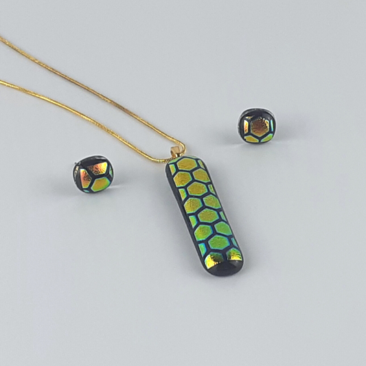 Fused Glass Necklace & Earrings Set